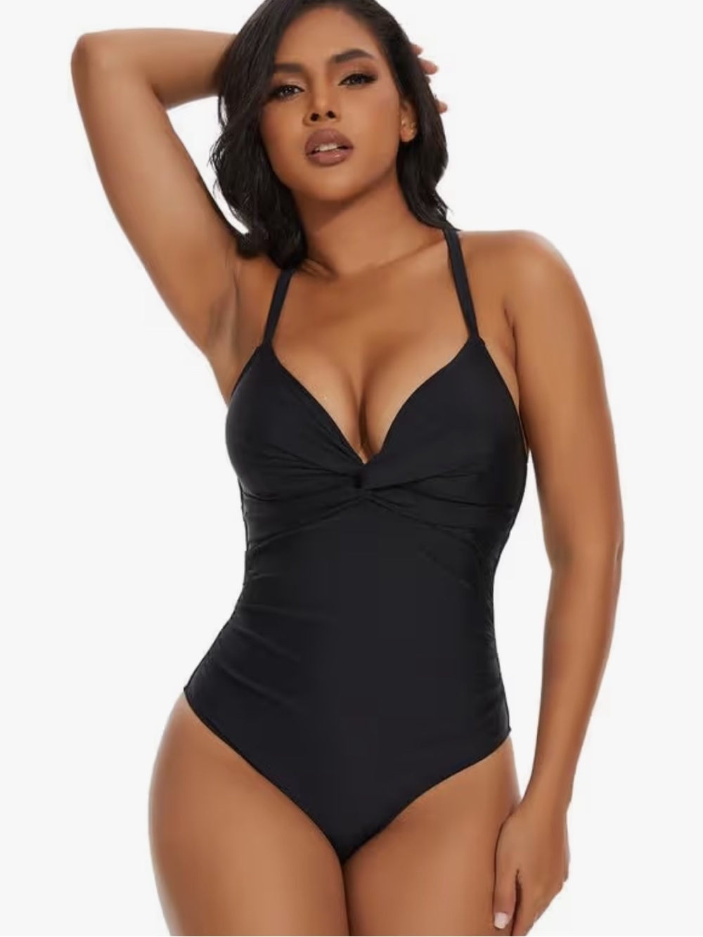 Victoria's Secret halter one-piece swimsuit black ruched side molded cups M